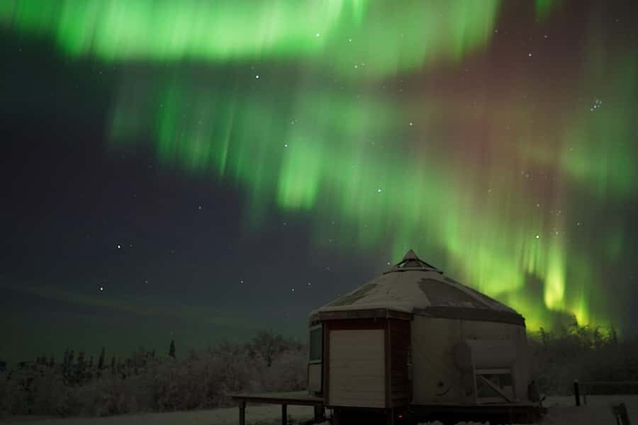 Alaskan Northern Lights/Aurora Borealis Lodges - Yurts with big north-facing windows: comfort that also helps you watch